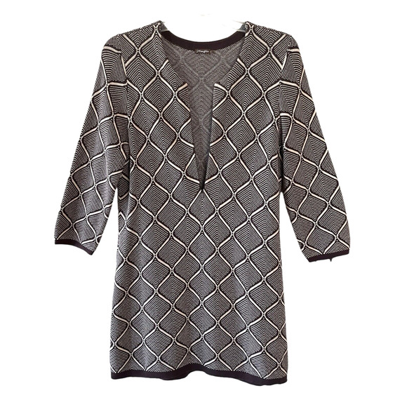 J. McLAUGHLIN Size Large Brown Knit Front Zip Long Sleeve Tunic Sweater Dress - Picture 3 of 6